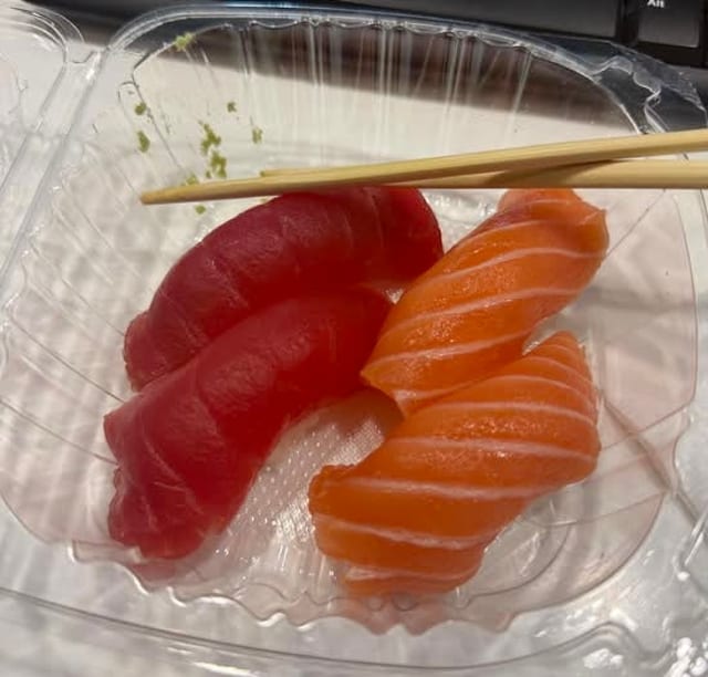 Salmon belly sushi.
